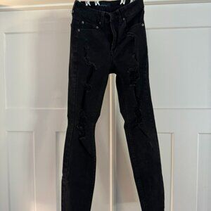 Aeropostale High-Rise Jegging | Black Distressed Skinny Jeans | Size 00 Short